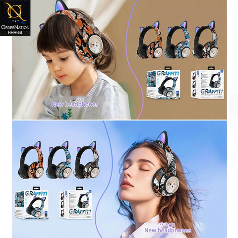 GRAFFITI AKZ37 Wireless Gaming Headset with Bluetooth V5.3, RGB LED Lights & Stereo Sound