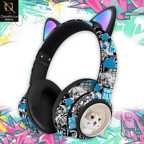 GRAFFITI AKZ37 Wireless Gaming Headset with Bluetooth V5.3, RGB LED Lights & Stereo Sound