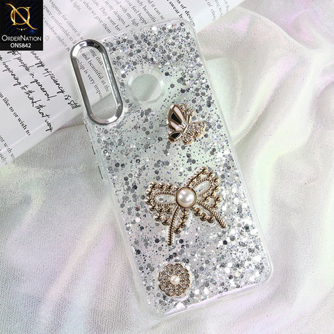 Tecno Spark 4 Cover - Silver - New Beeded Rhinestones Shinny Glitter Case