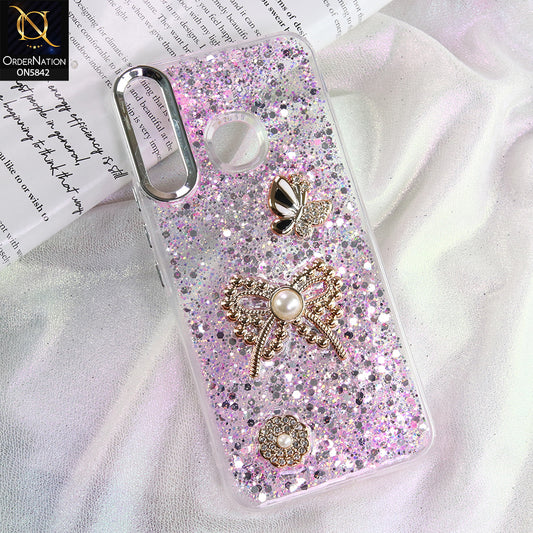 Infinix Hot 8 Cover - Pink - New Beeded Rhinestones Shinny Glitter Case