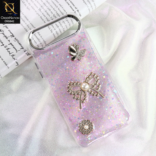 Infinix Smart 10 Plus Cover - Pink - New Beeded Rhinestones Shinny Glitter Case