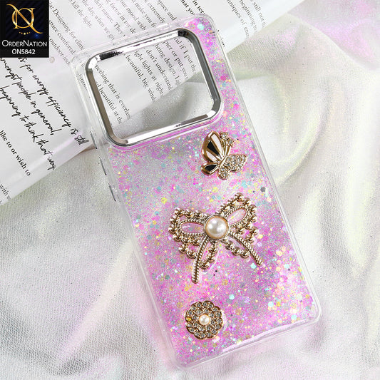 Infinix Note 40 Cover - Pink - New Beeded Rhinestones Shinny Glitter Case