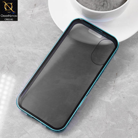 iPhone 17 Cover - Blue - Luxury HQ Privacy Magnetic Matel Frame Dual Side Tempered Glass Case