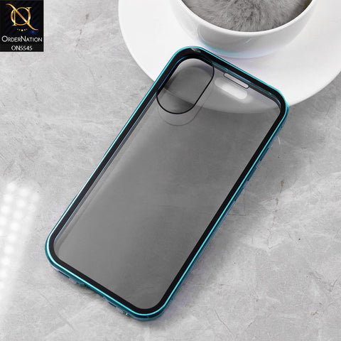 iPhone 17 Cover - Blue - Luxury HQ Privacy Magnetic Matel Frame Dual Side Tempered Glass Case