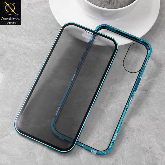 iPhone 17 Cover - Blue - Luxury HQ Privacy Magnetic Matel Frame Dual Side Tempered Glass Case