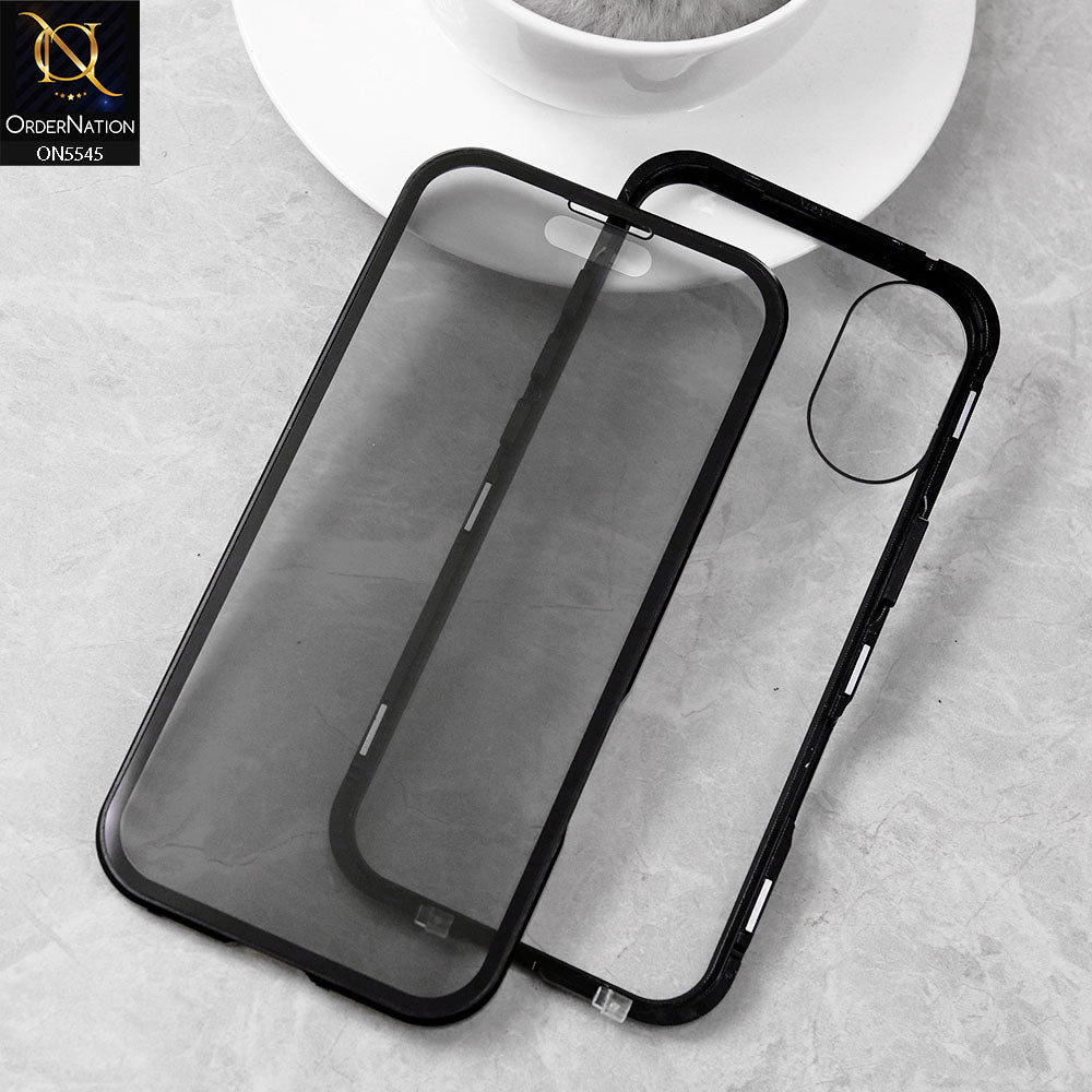 iPhone 17 Cover - Black - Luxury HQ Privacy Magnetic Matel Frame Dual Side Tempered Glass Case