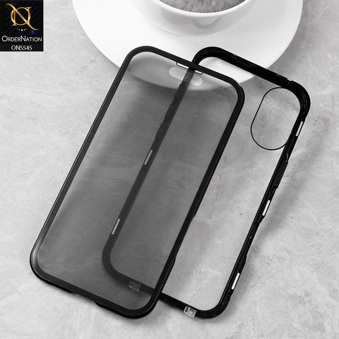 iPhone 17 Cover - Black - Luxury HQ Privacy Magnetic Matel Frame Dual Side Tempered Glass Case