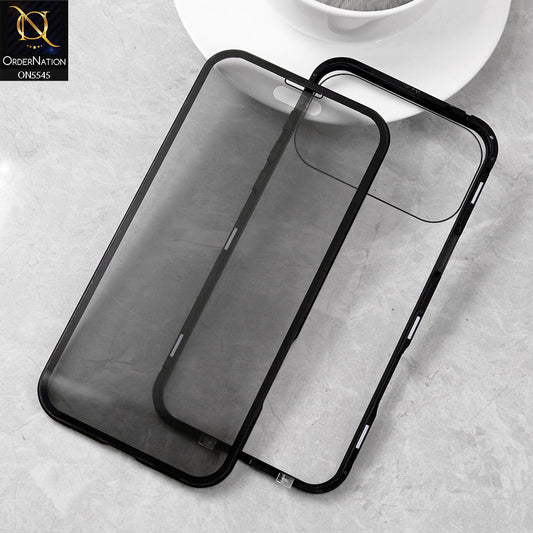 iPhone 17 Pro Cover - Black - Luxury HQ Privacy Magnetic Matel Frame Dual Side Tempered Glass Case