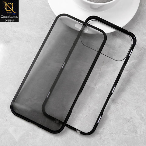 iPhone 17 Pro Cover - Black - Luxury HQ Privacy Magnetic Matel Frame Dual Side Tempered Glass Case