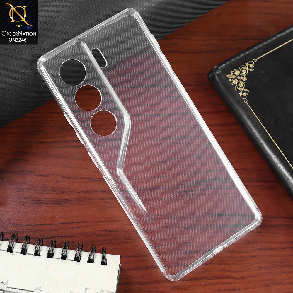 Tecno Camon 40 Pro Cover - Transparent - Soft 4D Design Shockproof Silicone Transparent Clear Camera Protection Case
