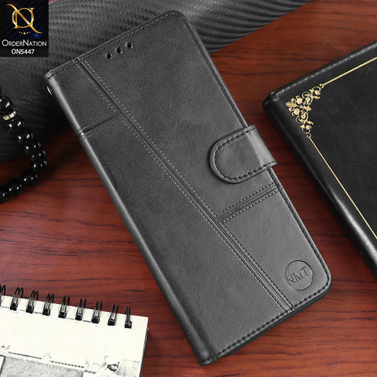 Infinix Hot 50 Pro Cover - Black - Premium Leather Megantic Flip Book Covers With Card Holding Option