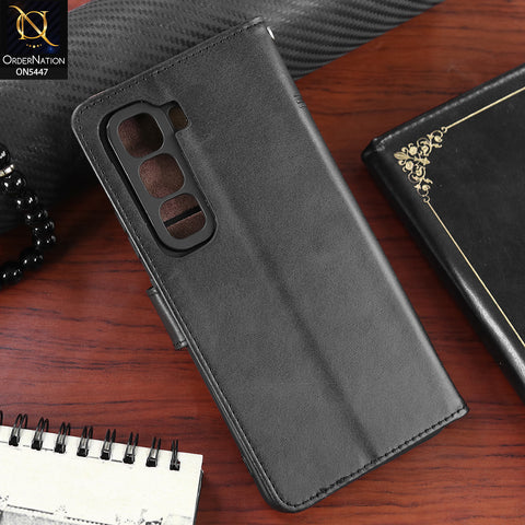 Infinix Hot 50 Pro Cover - Black - Premium Leather Megantic Flip Book Covers With Card Holding Option