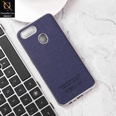 Oppo A5s Cover - Blue - Electroplating Shiny Border Leather Texture Soft Case