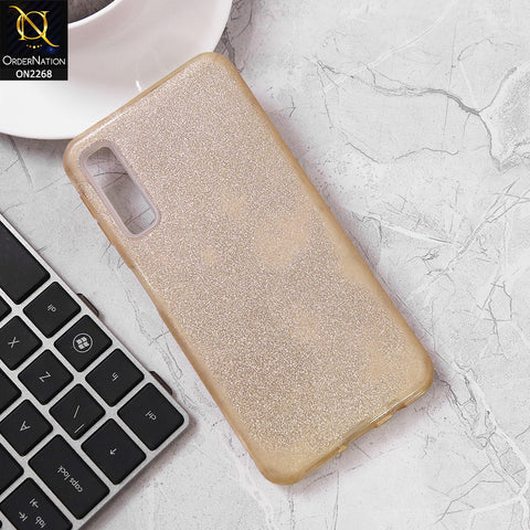 Samsung Galaxy A30s Cover - Golden - Sparkel Glitter Bling Hybrid Soft Protective Case Gillter Does Not Move