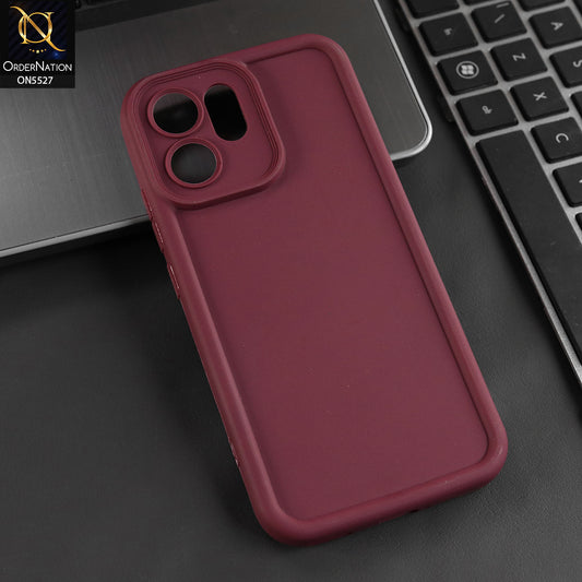 Oppo Reno 14F Cover - Maroon - Soft Silicone Case With Round Bumper Matte TPU Shockproof Cover