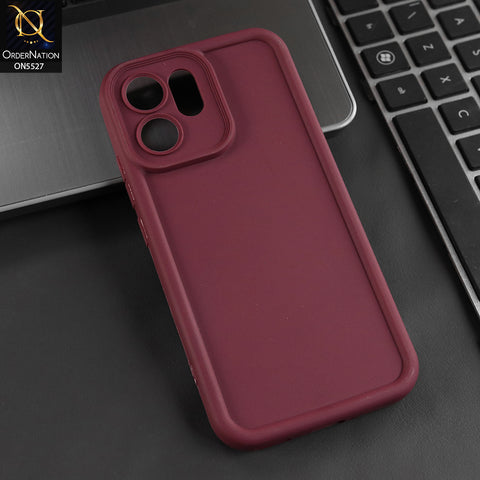 Oppo Reno 14F Cover - Maroon - Soft Silicone Case With Round Bumper Matte TPU Shockproof Cover