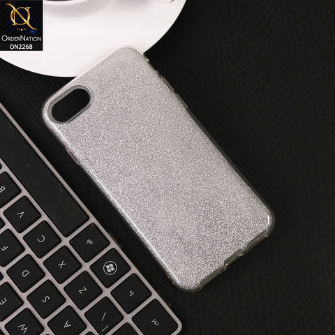 iPhone SE 2020 Cover - Silver - Sparkel Glitter Bling Hybrid Soft Protective Case Gillter Does Not Move