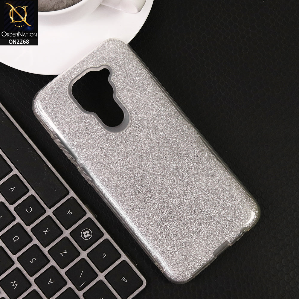 Xiaomi Redmi 10X 4G Cover - Silver - Sparkel Glitter Bling Hybrid Soft Protective Case Gillter Does Not Move