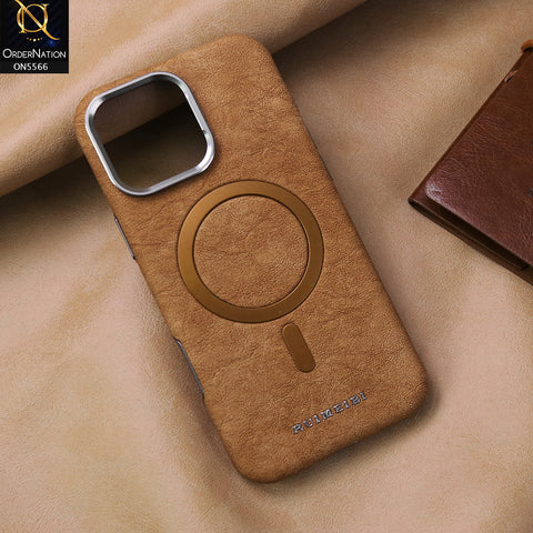 iPhone 16 Pro Max Cover - Brown - New Premium Rimbmax Leather Textured Soft Case
