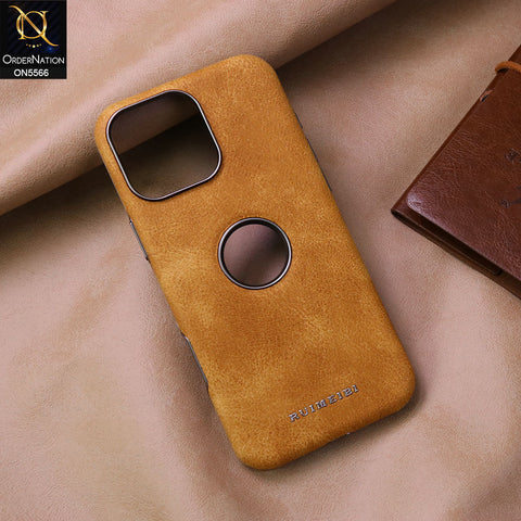 iPhone 16 Pro Max Cover - Brown - New Premium Rimbmax Leather Textured Case With Metal Camera Ring
