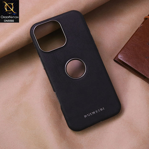 iPhone 16 Pro Max Cover - Black - New Premium Rimbmax Leather Textured Case With Metal Camera Ring