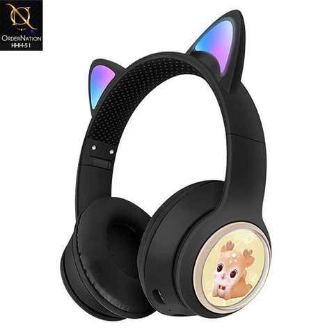 Deer AKZ02A Wireless Stereo Headset with Cat Ear Design, LED Lights & Comfortable Over-Ear Fit