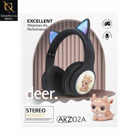 Deer AKZ02A Wireless Stereo Headset with Cat Ear Design, LED Lights & Comfortable Over-Ear Fit