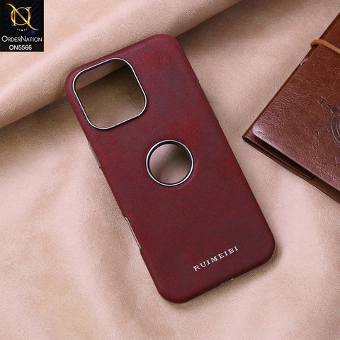 iPhone 16 Pro Max Cover - Red - New Premium Rimbmax Leather Textured Case With Metal Camera Ring