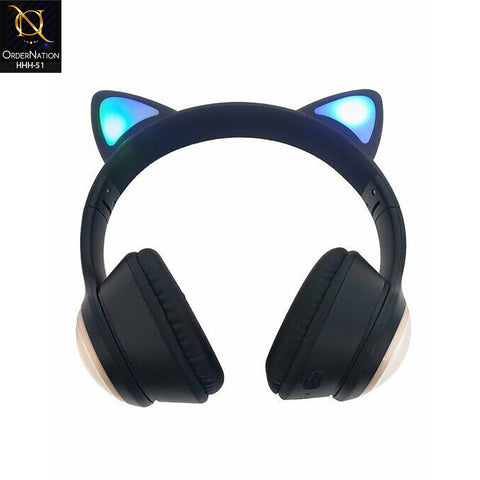 Deer AKZ02A Wireless Stereo Headset with Cat Ear Design, LED Lights & Comfortable Over-Ear Fit
