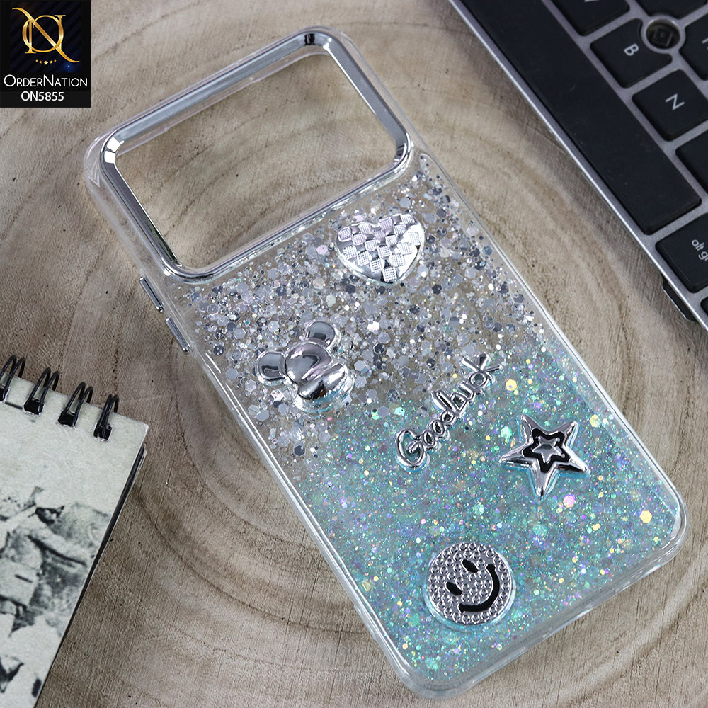 Tecno Spark 40 Cover - Design1 - New Cool 3D Goodluck Trendy Dual Sides Glitter Shiny Case (Glitter Doesn`t Move)