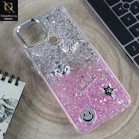 Oppo A15 Cover - Design7 - New Cool 3D Goodluck Trendy Dual Sides Glitter Shiny Case (Glitter Doesn`t Move)