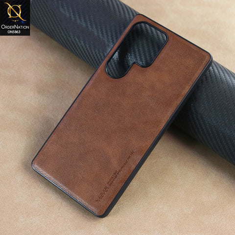 Samsung Galaxy S25 Ultra Cover - Brown - X-LEVEL - Earl III Series -  Case Business Plain Leather Anti-drop Non-slip Slim Case