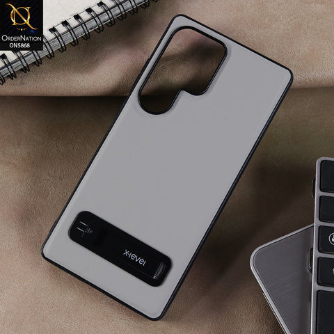 Samsung Galaxy S25 Ultra Cover - Gray - X-LEVEL Case Leather Coated PC TPU Phone Back Cover with Metal Kickstand