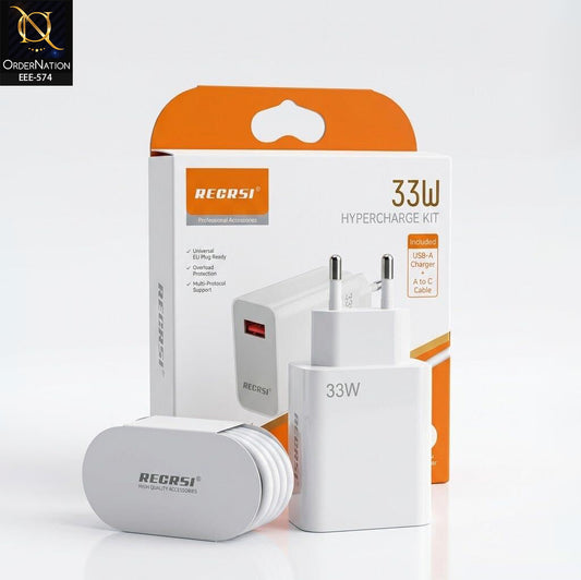 RECRSI 33W HyperCharge USB-A Fast Charger with A to C Cable – Model CH-FA87