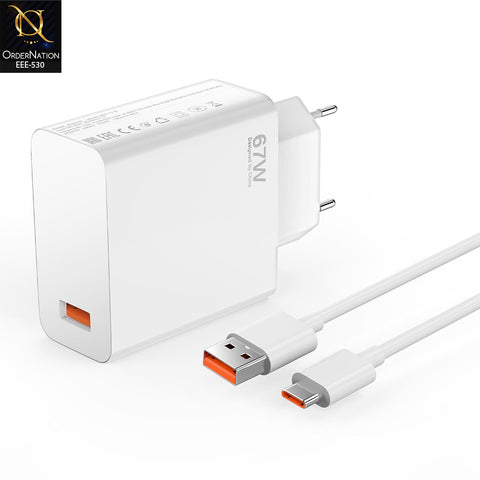 RECRSI 67W HyperCharge USB-A Fast Charger with A to C Cable – Model CH-MI02