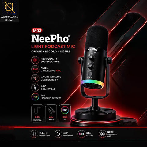 NeePho NP-M03 Microphone Wired Sound Card Recording 2.4G AI Intelligent Mic