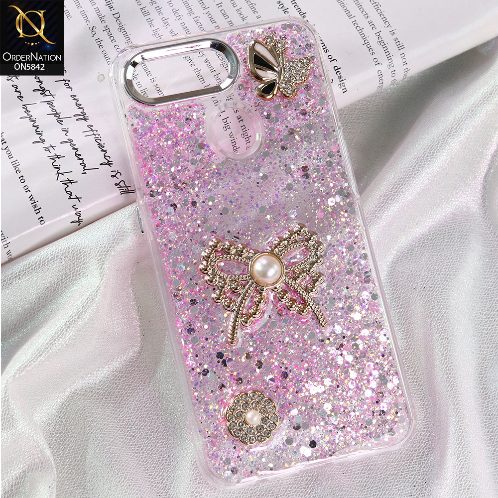 Oppo A12s Cover - Pink - New Beeded Rhinestones Shinny Glitter