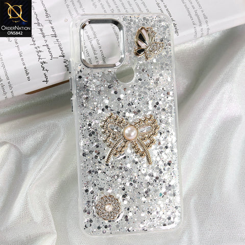 Xiaomi Poco C50 Cover - Silver - New Beeded Rhinestones Shinny Glitter