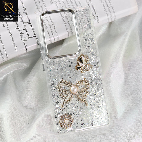 Infinix Note 50 4G Cover - Silver - New Beeded Rhinestones Shinny Glitter Case