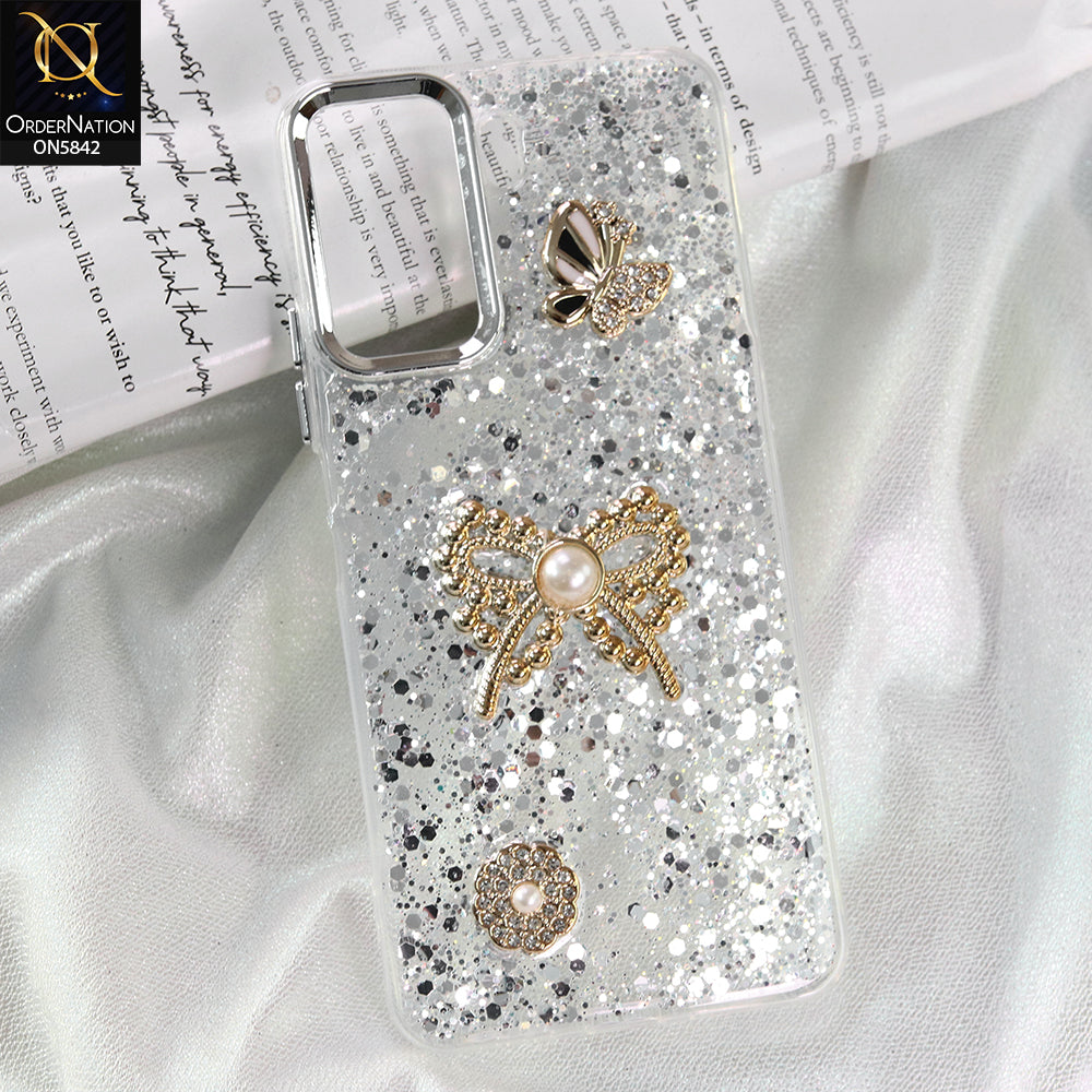 Xiaomi Redmi 13C Cover - Silver - New Beeded Rhinestones Shinny Glitter Case