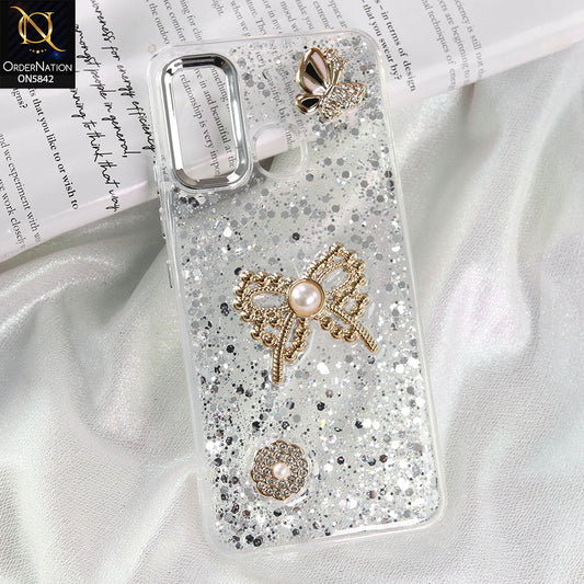 Tecno Spark 5 pro Cover - Silver - New Beeded Rhinestones Shinny Glitter