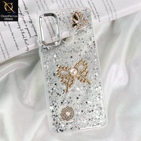Tecno Spark 5 pro Cover - Silver - New Beeded Rhinestones Shinny Glitter