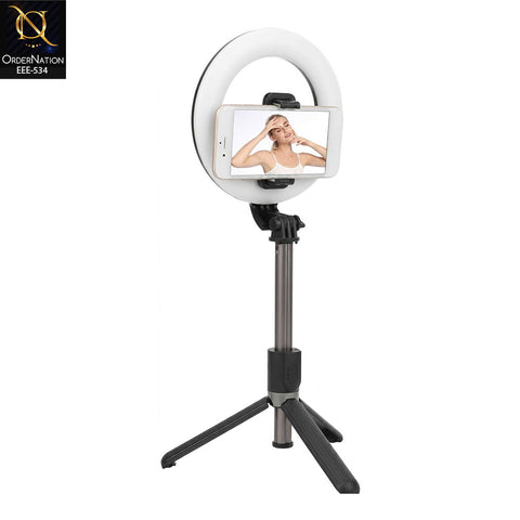 NeePho NP-L16 Model B Stainless Steel Ring Light with Selfie Stick & Mobile Holder for Vlogging & Live Streaming (Without Tripod)