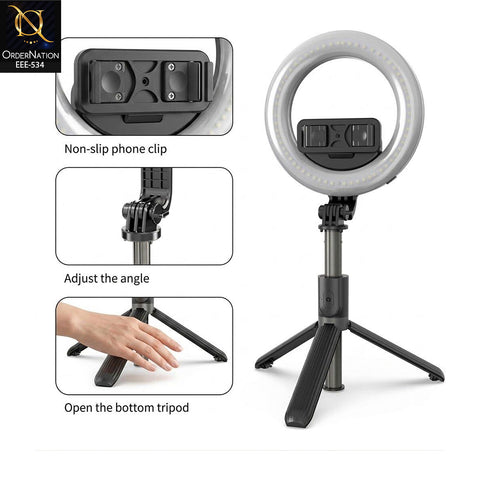 NeePho NP-L16 Model B Stainless Steel Ring Light with Selfie Stick & Mobile Holder for Vlogging & Live Streaming (Without Tripod)