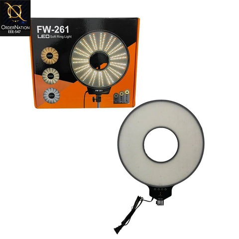 FW-261 LED Soft Ring Light Adjustable Brightness 3 Color Modes Professional Lighting for Makeup Video & Photography