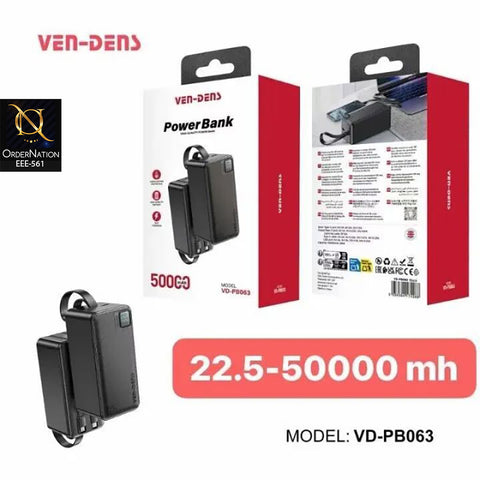 VEN-DENS 50000mAh Power Bank 22.5W Fast Charging Portable Charger VD-PB063