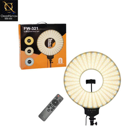 FW-321 LED Soft Ring Light with Remote Control Adjustable 3000K-6500K Professional Lighting Kit (Without tripod)