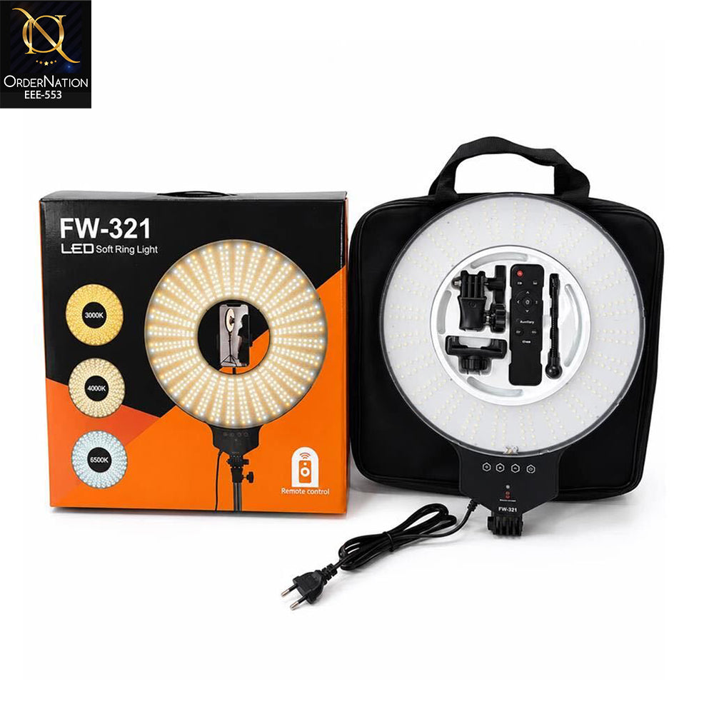FW-321 LED Soft Ring Light with Remote Control Adjustable 3000K-6500K Professional Lighting Kit (Without tripod)
