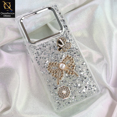 Infinix Note 40 Pro Plus Cover - Silver - New Beeded Rhinestones Shinny Glitter