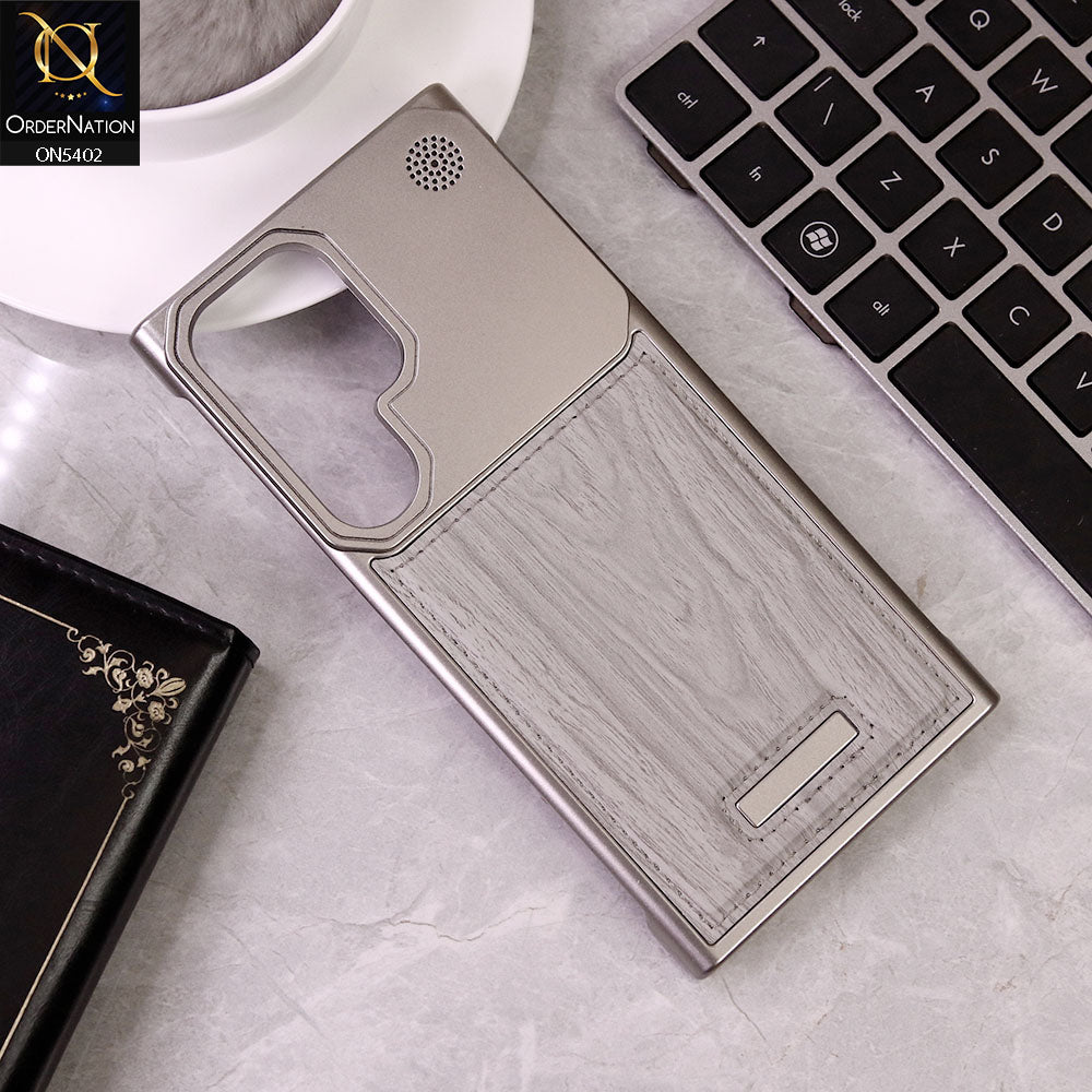 Samsung Galaxy S24 Ultra Cover - Gray - Premium Metallic Aeroflex Aluminium Leather Case